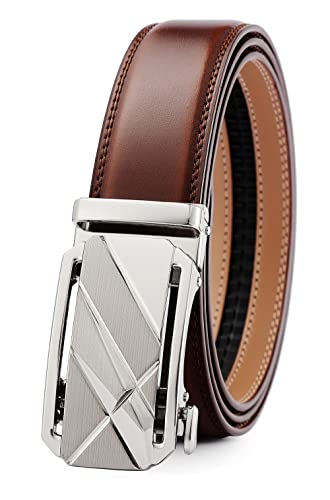 guvoosm Gürtel Herren,Leder Automatik Gürtel Für Herren Business Anzug Gürtel-3,5cm Breite-005-110-Cognac Brown von guvoosm