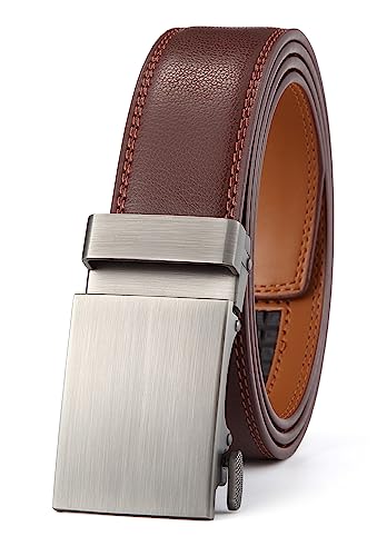 guvoosm Gürtel Herren,Leder Automatik Gürtel Für Herren Business Anzug Gürtel-3,5cm Breite-03-110-Brown 6033 von guvoosm