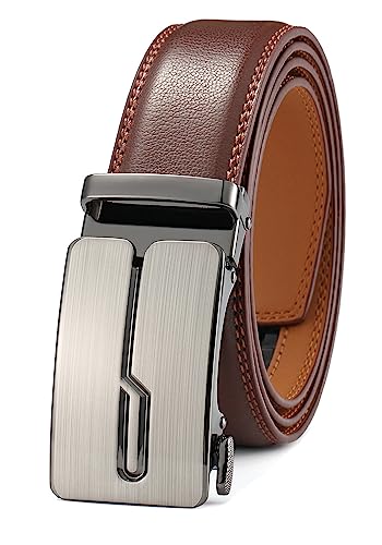 guvoosm Gürtel Herren,Leder Automatik Gürtel Für Herren Business Anzug Gürtel-3,5cm Breite-10-140-Brown 6033 von guvoosm