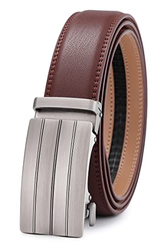 guvoosm Gürtel Herren,Leder Automatik Gürtel Für Herren Business Anzug Gürtel-3,5cm Breite-126-110-Brown 6033 von guvoosm