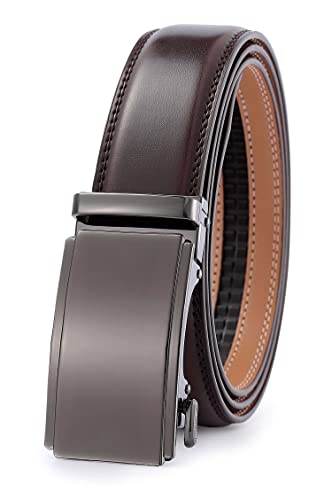 guvoosm Gürtel Herren,Leder Automatik Gürtel Für Herren Business Anzug Gürtel-3,5cm Breite-2015-125-Dark Brown von guvoosm