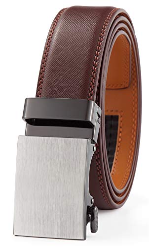 guvoosm Gürtel Herren,Leder Automatik Gürtel Für Herren Business Anzug Gürtel-3,5cm Breite-402-110-Brown 157 von guvoosm