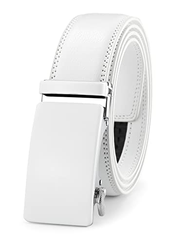 guvoosm Gürtel Herren,Leder Automatik Gürtel Für Herren Business Anzug Gürtel-3,5cm Breite-51-110-White von guvoosm