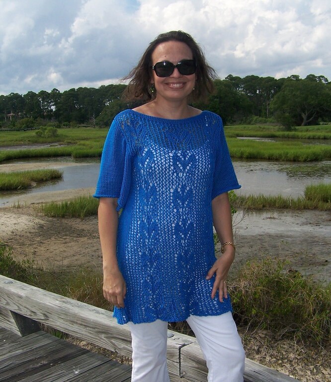 Blaue Spitze Stricktunika Handgemachtes Boho Top Aus Baumwolle von guzeldesign