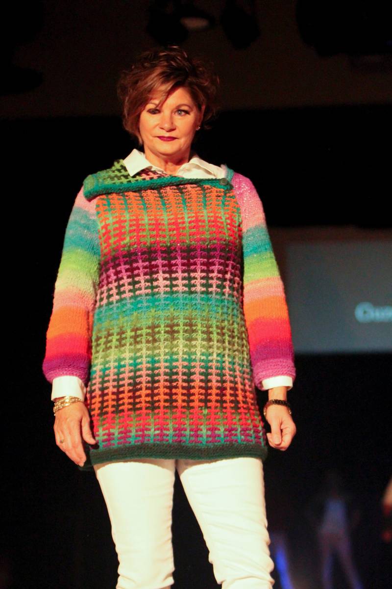 Regenbogen Multicolor Pullover, Lila Handgestrickter Wollpullover, Oranger 3/4 Langarmpullover, Neuer Damen 6-8 Größe Handgemachter Pulloverkragen von guzeldesign