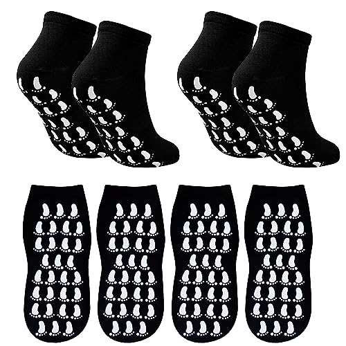 Rutschsocken rutschfeste Stoppersocken、Antirutschsocken ,Rutschfeste Socken, 4 Paar Frauen und Männer yoga socken, Pilates-Socken, für Yoga, Pilates, Ballet, Aerobic und Fitness-Training(schwarz) von gvivej