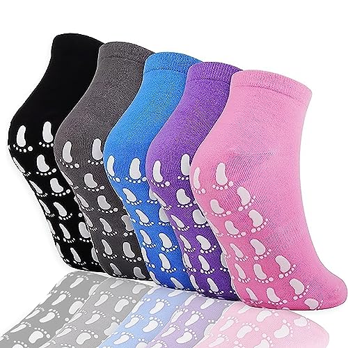 Rutschsocken rutschfeste Stoppersocken、Antirutschsocken ,Rutschfeste Socken, 5 Paar Frauen und Männer yoga socken, Pilates-Socken, für Yoga, Pilates, Ballet, Aerobic und Fitness-Training(5 Farben) von gvivej