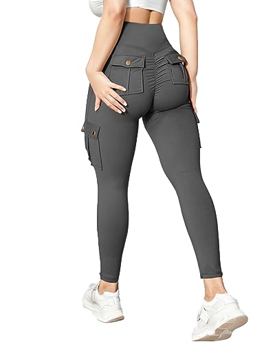 gymfrog Scrunch Butt Lifting Leggings mit Taschen, nahtlos, hohe Taille, Workout-Cargohose für Damen, #1 Dunkelgrau, S gymfrog Scrunch Butt Lifting Leggings mit Taschen, nahtlos, hohe Taille, Workout-Cargohose für Damen, #1 Dunkelgrau, S von gymfrog