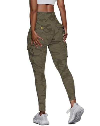 gymfrog Scrunch Butt Lifting Leggings mit Taschen, nahtlos, hohe Taille, Workout-Cargohose für Damen, Grün (Army Green), X-Groß von gymfrog