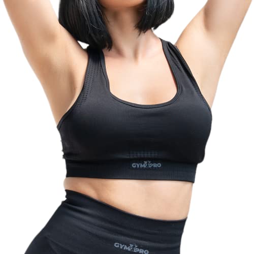 gymxpro® Crop Sport-Top für Damen, nahtlos – Kompression Medium Stretch und atmungsaktiv – BH mit abnehmbarem Pad für Fitness, Fitnessstudio, Yoga, Running Crossfit, einfarbig oder meliert, einfarbig von gymxpro