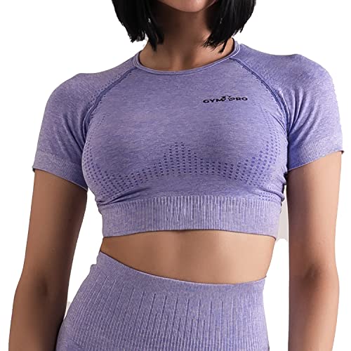 gymxpro® Sport Crop-Top für Damen, nahtlos, Kompression Medium, Stretch, atmungsaktiv, kurzärmlig, für Fitness, Yoga, Running, Crossfit von gymxpro