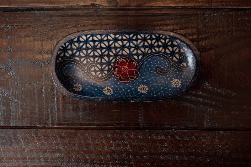 Vintage Batik Holzschale, Dekorative Schmuckplatte, Schmuckschale Vintage Batik Holzschale, Dekorative Schmuckplatte, Schmuckschale von gypsyoasis