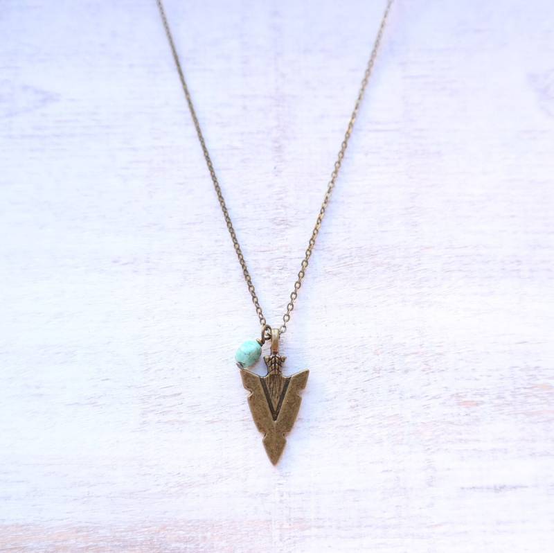 Bohokette Pfeilspitze Und Türkisanhänger, Unisex Boho Schmuck, Geschenk Für Freundin Bohokette Pfeilspitze Und Türkisanhänger, Unisex Boho Schmuck, Geschenk Für Freundin von gypsysouljewellery