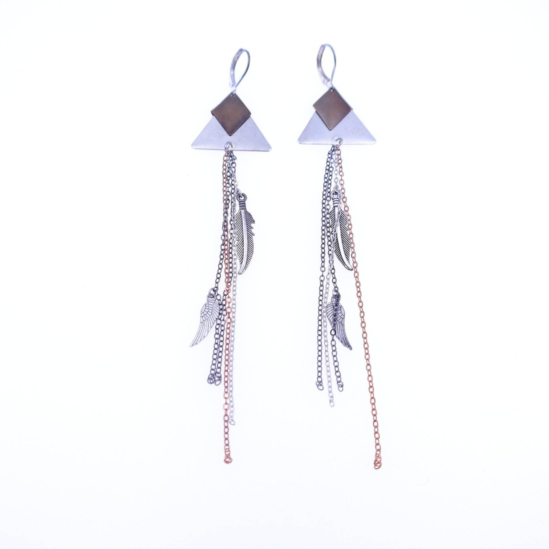 Lange Kettenohrringe, Silberne Bohoohrringe Lange Kettenohrringe, Silberne Bohoohrringe von gypsysouljewellery