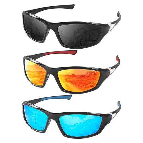 gzerma 3 Paar Sonnenbrille Herren Polarisiert Fahrradbrille UV400 Sunglasses Sportbrille für Damen zum Radfahren Ski Golfen Angeln Fahren Wandern gzerma 3 Paar Sonnenbrille Herren Polarisiert Fahrradbrille UV400 Sunglasses Sportbrille für Damen zum Radfahren Ski Golfen Angeln Fahren Wandern von gzerma