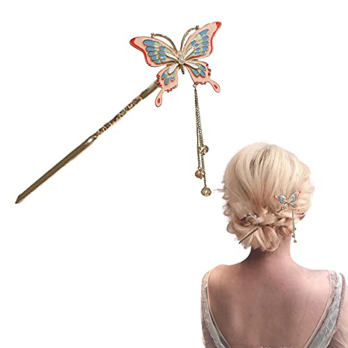 Haarstäbchen, Antike Schmetterlings-Haarnadel, Haar-Essstäbchen, Haarnadeln zur Haarknoten-Fixierung, Schmetterlings-Stufen-Shake-Quasten-Haarstäbchen, Haarspangen, Zubehör for Frauen und Mädchen von hOnYbmq