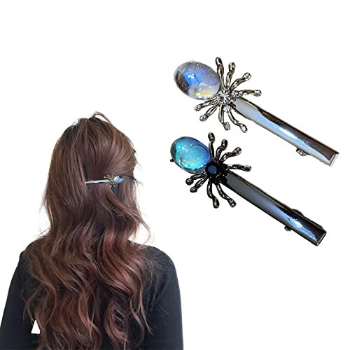 Haarstäbchen, Chinesische Haarnadeln, Edelstein-Spinnen-Haarstäbchen, Halloween-Haar-Accessoires for Frauen und Mädchen, langes Haar, weiß(Black White Clip) von hOnYbmq