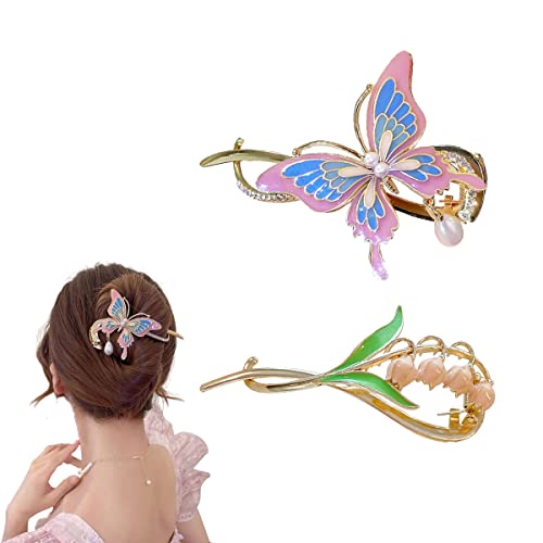 Haarstäbchen, French Twist N Clip, Haarspange, Haarnadeln zur Duttfixierung, Schiebespangen, Haarstäbchen, Haarnadel-Zubehör for Frauen und Mädchen(Style 1) von hOnYbmq