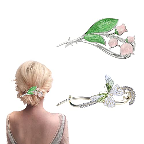 Haarstäbchen, French Twist N Clip, Haarspange, Haarnadeln zur Duttfixierung, Schiebespangen, Haarstäbchen, Haarnadel-Zubehör for Frauen und Mädchen(Style 2) von hOnYbmq