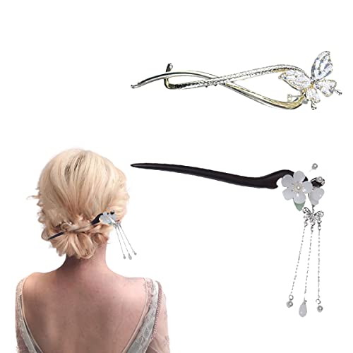 Haarstäbchen, French Twist N Clip, Haarspange, Haarnadeln zur Duttfixierung, Schiebespangen, Haarstäbchen, Haarnadel-Zubehör for Frauen und Mädchen(Style 3) von hOnYbmq