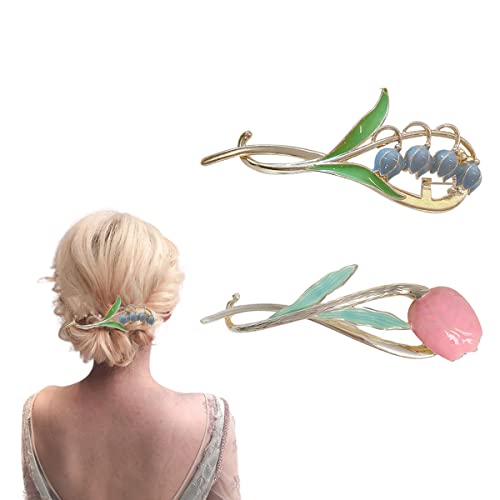 Haarstäbchen, French Twist N Clip, Haarspange, Haarnadeln zur Duttfixierung, Schiebespangen, Haarstäbchen, Haarnadel-Zubehör for Frauen und Mädchen(Style 5) von hOnYbmq