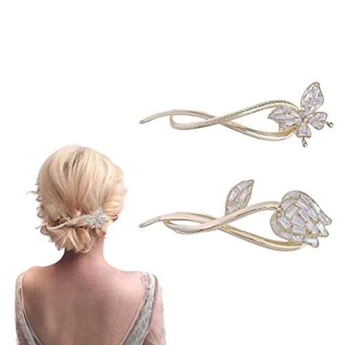 Haarstäbchen, French Twist N Clip, Haarspange, Haarnadeln zur Duttfixierung, Schiebespangen, Haarstäbchen, Haarnadel-Zubehör for Frauen und Mädchen(Style 8) von hOnYbmq