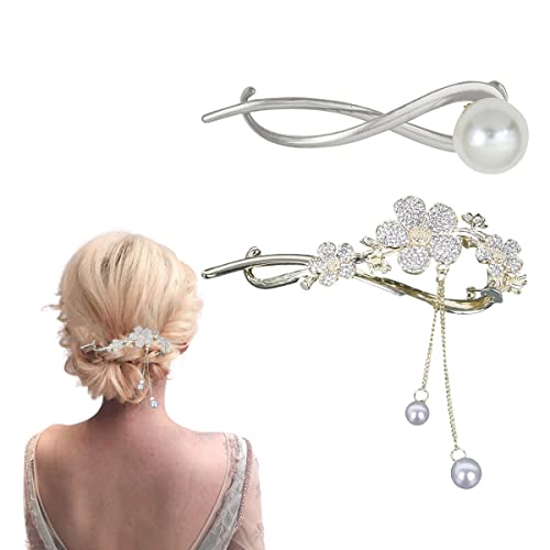 Haarstäbchen, French Twist N Clip, Haarspange, Haarnadeln zur Haarknotenbefestigung, Blumen-Haarstäbchen, Haarnadel-Zubehör for Frauen und Mädchen(Style 1) von hOnYbmq