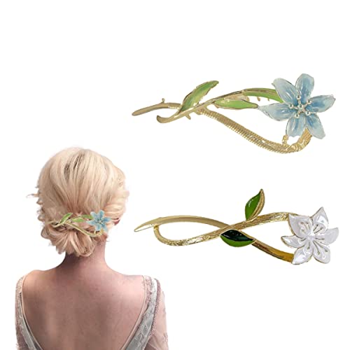 Haarstäbchen, French Twist N Clip, Haarspange, Haarnadeln zur Haarknotenbefestigung, Blumen-Haarstäbchen, Haarnadel-Zubehör for Frauen und Mädchen(Style 5) von hOnYbmq