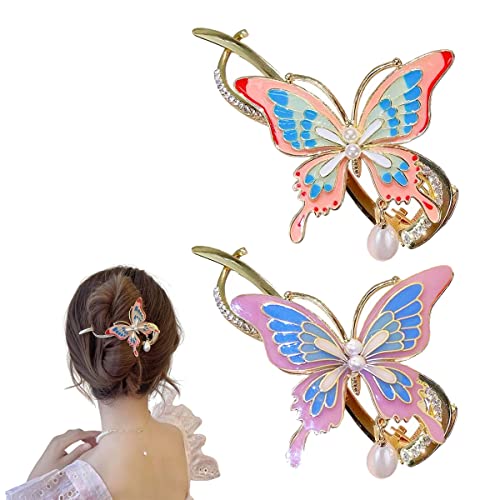 Haarstäbchen, French Twist N Clip, Haarspange, Schiebespangen, Schmetterlings-Haarstäbe, Haarnadel-Zubehör for Frauen und Mädchen(Style 1) von hOnYbmq