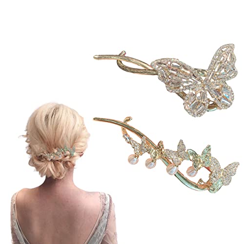Haarstäbchen, French Twist N Clip, Haarspange, Schiebespangen, Schmetterlings-Haarstäbe, Haarnadel-Zubehör for Frauen und Mädchen(Style 3) von hOnYbmq
