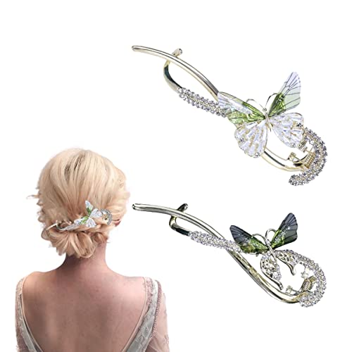 Haarstäbchen, French Twist N Clip, Haarspange, Schiebespangen, Schmetterlings-Haarstäbe, Haarnadel-Zubehör for Frauen und Mädchen(Style 5) von hOnYbmq