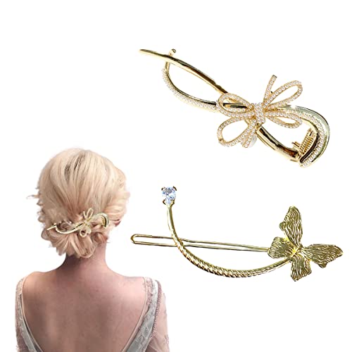 Haarstäbchen, French Twist N Clip, Haarspange, Schiebespangen, Schmetterlings-Haarstäbe, Haarnadel-Zubehör for Frauen und Mädchen(Style 9) von hOnYbmq