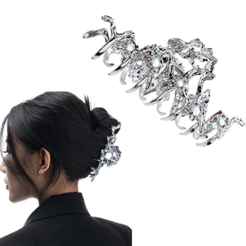 Haarstäbchen, Gotische Haarklammer for Dutt, Edelstein-Spinnen-Haarspange, Halloween-Haar-Accessoires for Frauen und Mädchen, langes Haar, Schwarz(White Claw) von hOnYbmq