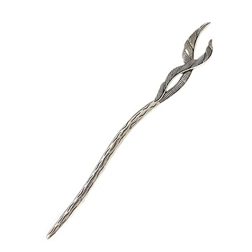 Haarstäbchen, Phoenix Feather Metall Haarnadel Einfache Legierung Haar Stäbchen for Dutt Antiken Stil Haar Sticks for Frauen Mädchen Haar Styling(Sliver) von hOnYbmq