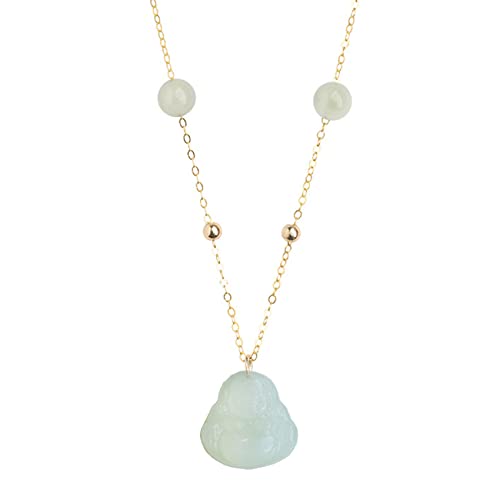 hOnYbmq Jade-Halskette, Halskette mit Anhänger aus Hetian-Nephrit-Jade mit lachendem Buddha-Charm(White) von hOnYbmq