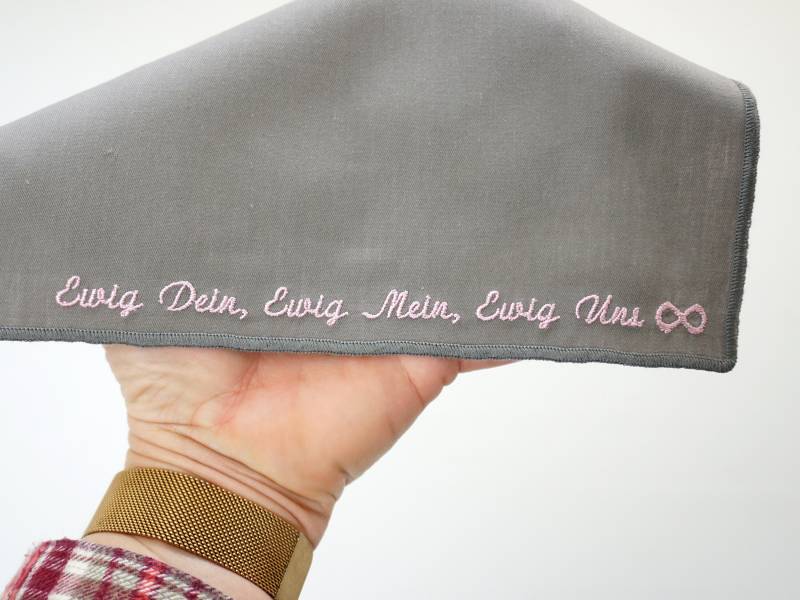 Geschenk Bräutigam, Besticktes Taschentuch Hochzeit, Einstecktuch, Ewig Dein, Mein von habseligkeiten