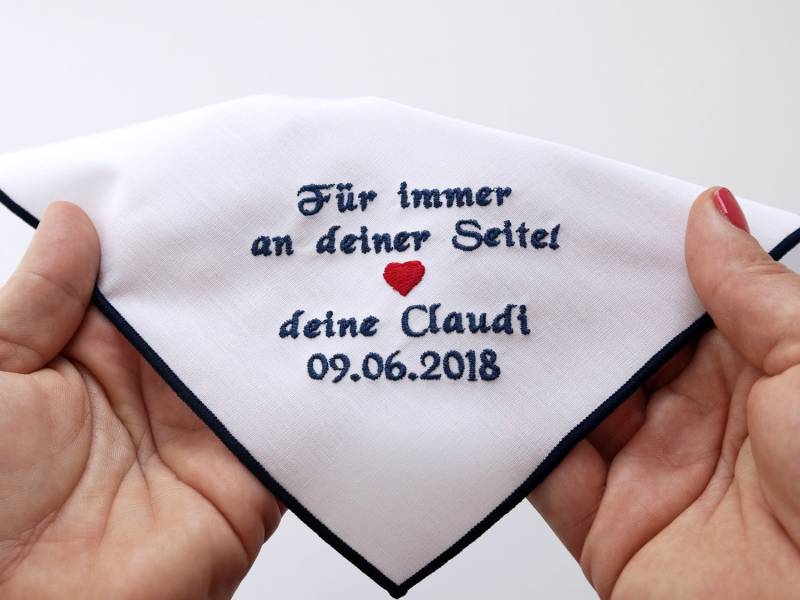 Personalisiertes Einstecktuch Für Den Bräutigam Zur Hochzeit, Besticktes Taschentuch Die Freudentränen Braut, Weißes Stofftaschentuch von habseligkeiten