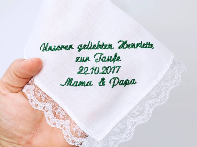 Tauftuch Als Personalisiertes Taufgeschenk Mit Psalm Oder Taufspruch; An Täufling; Geschenk Zur Taufe; Besticktes Taschentuch Tauftuch Als Personalisiertes Taufgeschenk Mit Psalm Oder Taufspruch; An Täufling; Geschenk Zur Taufe; Besticktes Taschentuch von habseligkeiten