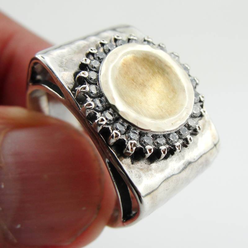 Sale Sterling Silber Gold Statement Ring Cocktail Ringe Für Frauen Groß Schmuck Kubikzirkonia Boho | 1248R von hadarjewelry