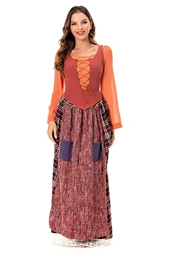 Erwachsene Mary Sanderson Kostüm Sanderson Sisters Mary Witch Cosplay Outfits Kleid Frauen für Halloween-Party (Mary Sanderson, XXX-Large) von hahomin