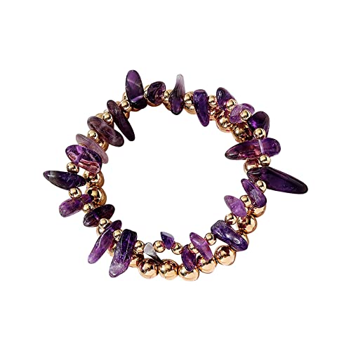 Blumenset für Frauen, natürliches violettes Kristallperlen-Armband-Set, einfaches und exquisites Design, geeignet für alle Gelegenheiten, Bluthochdruck-Uhr (lila, Einheitsgröße) von hahuha