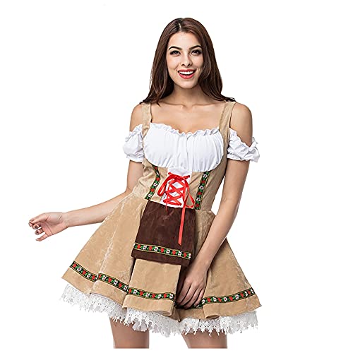 Cocktailkleid Damen Langarm Kostüm Body Oktoberfest Kostüm Damenkleid Bühnenmädchen Sculpting Halloween Damenkleid Weißes Spitzenkleid von hahuha