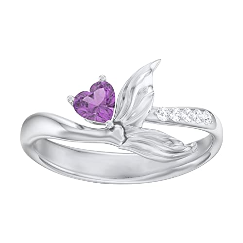 Coole Ring Liebe Herz geformt Zirkonia Fischschwanz Ring Mikrointarsien Diamant Geschenk Zirkon Personalisierte Ring Weibliche Schmuck Ringe Sonnenblume Ring Größe 5, violett, 32 von hahuha