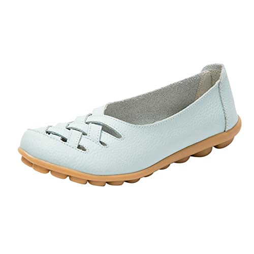 Damen Büroschuhe Casual Slip On Frauen Komfort Walking Flache Loafers Freizeitschuhe Fahren Loafers Walkingschuhe für Frauen Freizeitschuhe für Frauen 7, himmelblau, 38.5 EU von hahuha