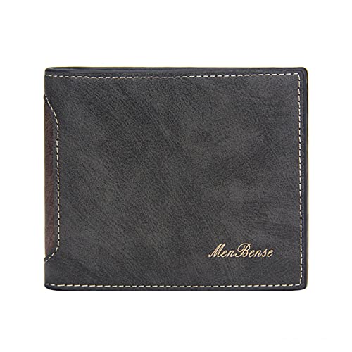 Flache Geldbörse für Männer Mode Farbblockierung Kurze Brieftasche Männer Leder Offene Geldbörse Mehrere Kartenfächer Clutch Bag Brieftasche für Männer Reißverschluss von hahuha