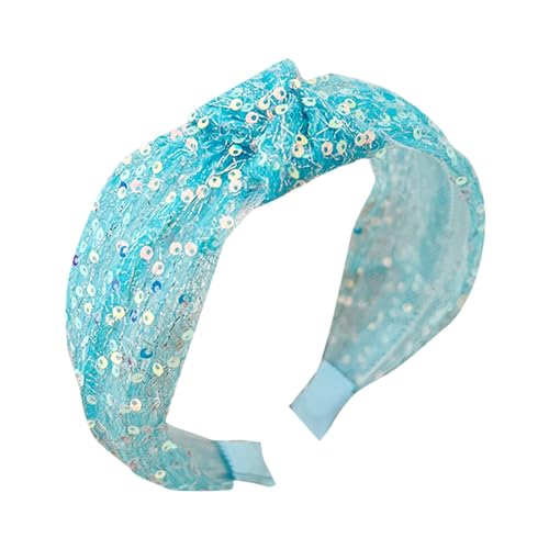 Knoten-Glitzer-Haarband, weiches Stirnband, Bar, Bühne, Singen, Tanz, Party, Stirnband, Glitzer-Haarschmuck für Damen und Mädchen (Blau-B, Einheitsgröße) von hahuha