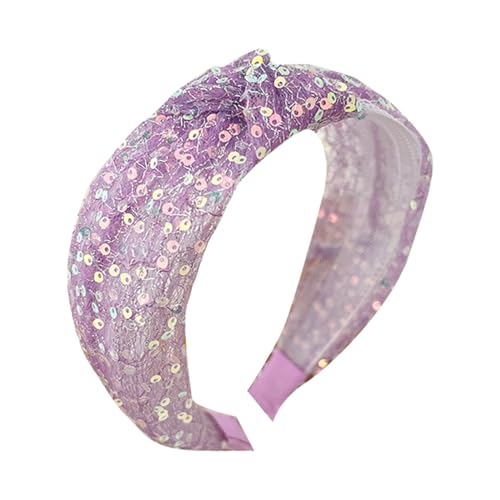 Knoten-Glitzer-Haarband, weiches Stirnband, Bar, Bühne, Singen, Tanz, Party, Stirnband, Glitzer-Haarschmuck für Damen und Mädchen (Violett, Einheitsgröße) von hahuha