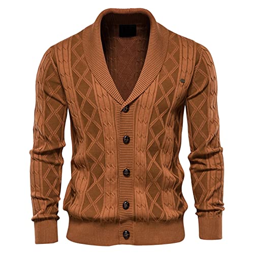 Leichte Wolle Strickjacke Pullover Herren Mode Große Solide Lässige Wärme Strickjacke Pullover Extra Lange Strickjacke Männer, gelb, Large von hahuha