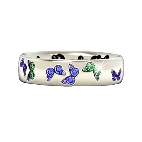 Niedliche Ringe Größe 7 Kristall Schmetterling Ring Bunte Kristall Schmetterling Wunderschöne Ring Geschenk Ring Diamant Ring Großer Diamant Ring Licht Luxus Ring Neue Kreative Ring Stapelbar Damen von hahuha