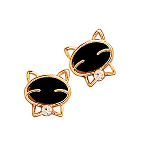 Ohrstecker für Frauen, 1 Paar, schwarze Katze, hochwertige feine Diamant-Ohrstecker, tropfende Ohrringe, gold, Einheitsgröße von hahuha